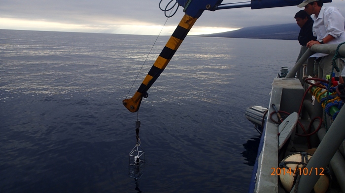Lowering the CTD with an onboard crane